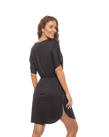 Black Tie Front Short Kimono Cover-up