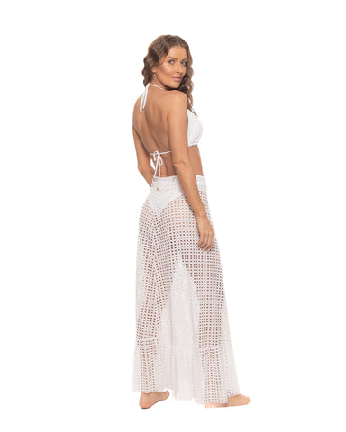White Lattice Maxi Skirt Swimsuit Cover-up