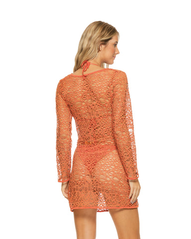 Sea String Open Net Macrame Ring V-Neck Tunic Swimsuit Cover-up