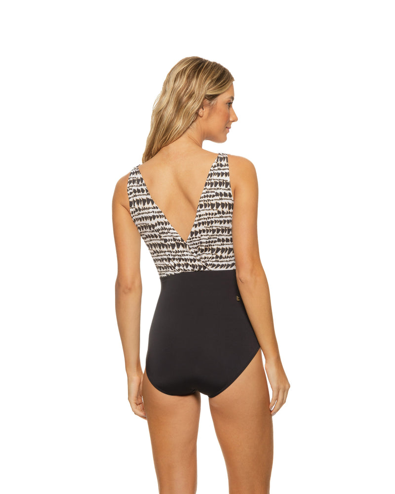 Sail Away V Neck Tank One Piece Swimsuit Moderate Cut