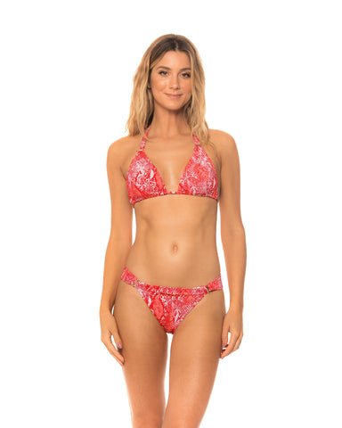 Red Python 3-in-1 Chic Halter Bikini Top