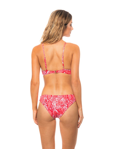 Red Python Tie Knot Underwire Bikini Top