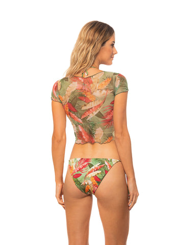 Sacred Garden Mesh Cropped Tee Swimsuit Cover-up