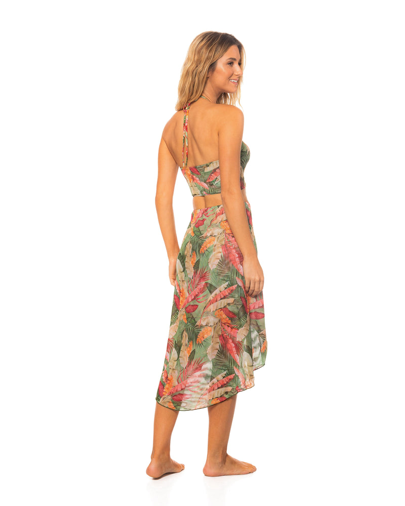 Sacred Garden Mesh Halter Cut-out High-low Dress Cover-up