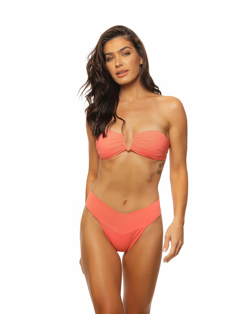 Orange - Deep V Bandeau Top