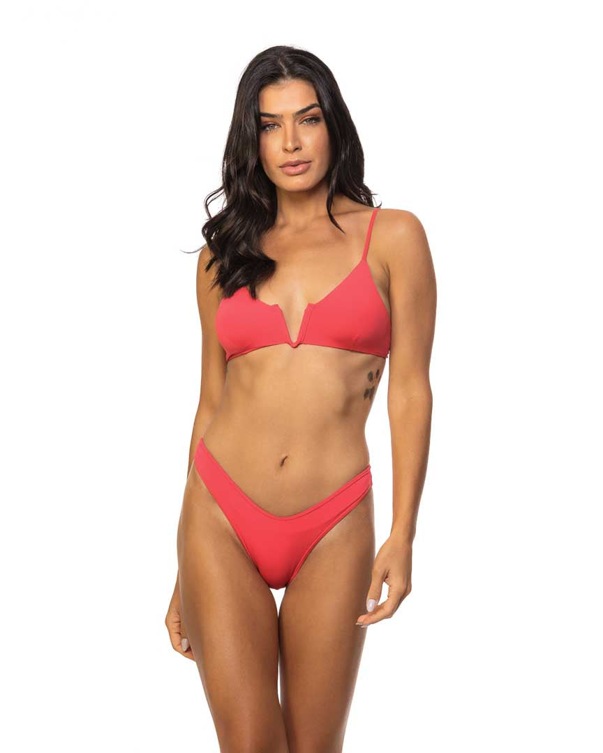 Red High Leg Bikini Bottom Full & Brazil Cuts