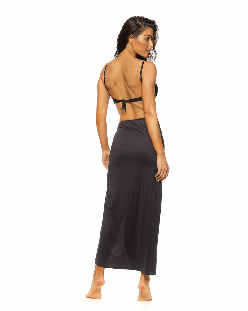 Black Side Slit Long Skirt Cover-up