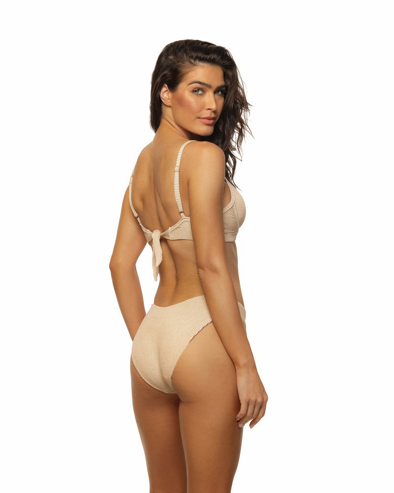Gold Crinkle Lurex - Padded Underwire Bikini Top
