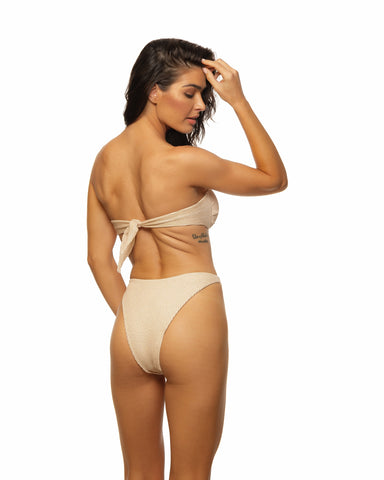 Gold Crinkle Lurex - Reversible High Cut Bikini Bottom Moderate & Brazilian Cut