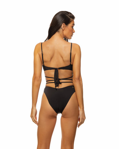 Black - Cute & Sexy - Ring Side Tab Bottom  Full & Brazil Cuts