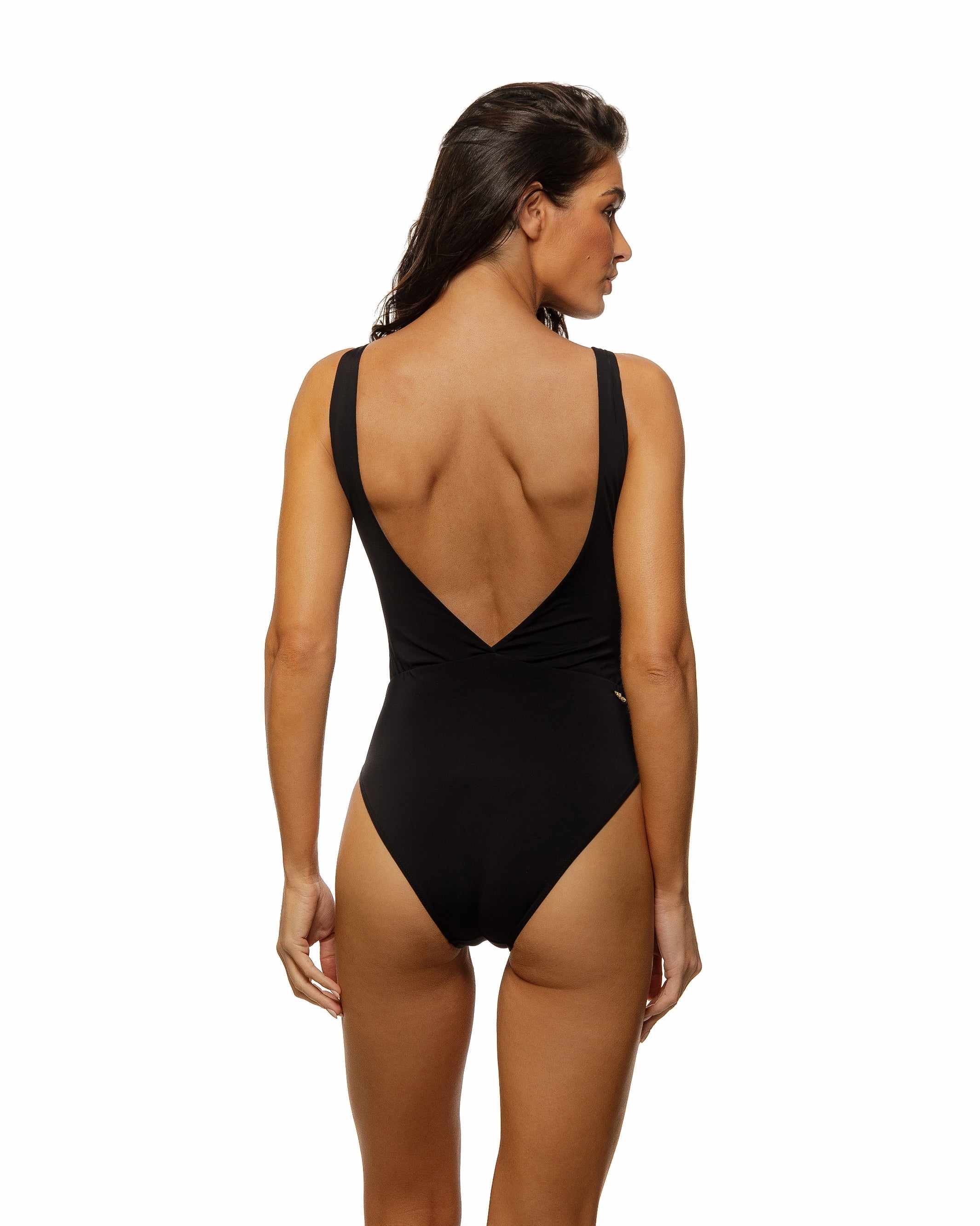 Black & Bronze - Pretty Little Thing - Lace-up V Front One Piece