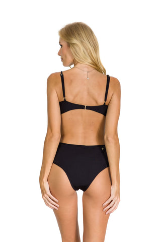 Rib Black Retro High Waist Bottom Full & Brazil Cuts
